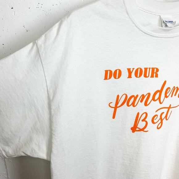 RARE 'Do Your Pandemic Best' Crewneck T-Shirt White Short Sleeve Cotton Size XL - Picture 5 of 7